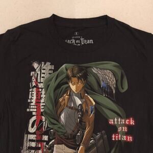 Attack on Titan Anime Crew Neck Graphic Casual T Shirt Adult Mens Size S Black